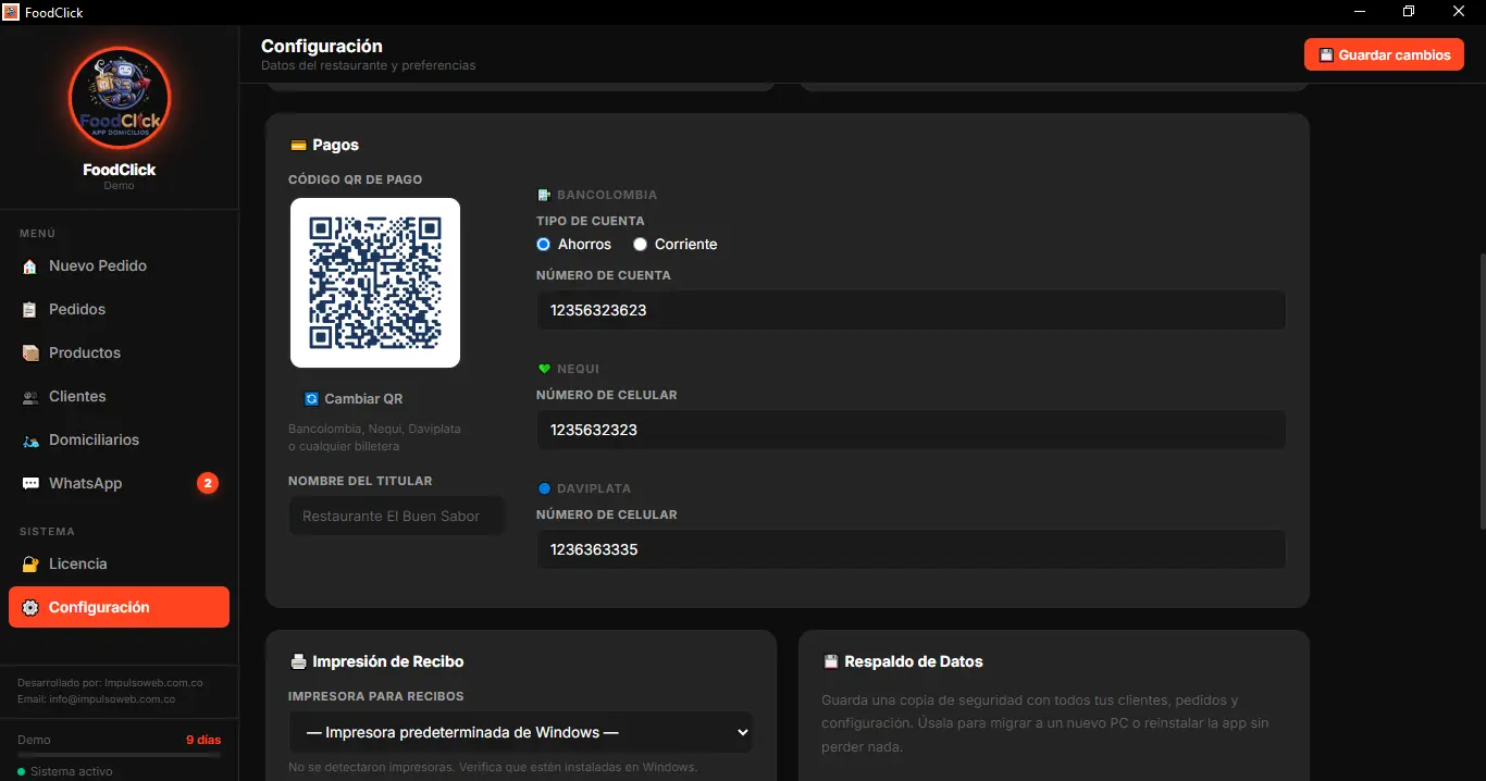 Configurar Métodos de Pago