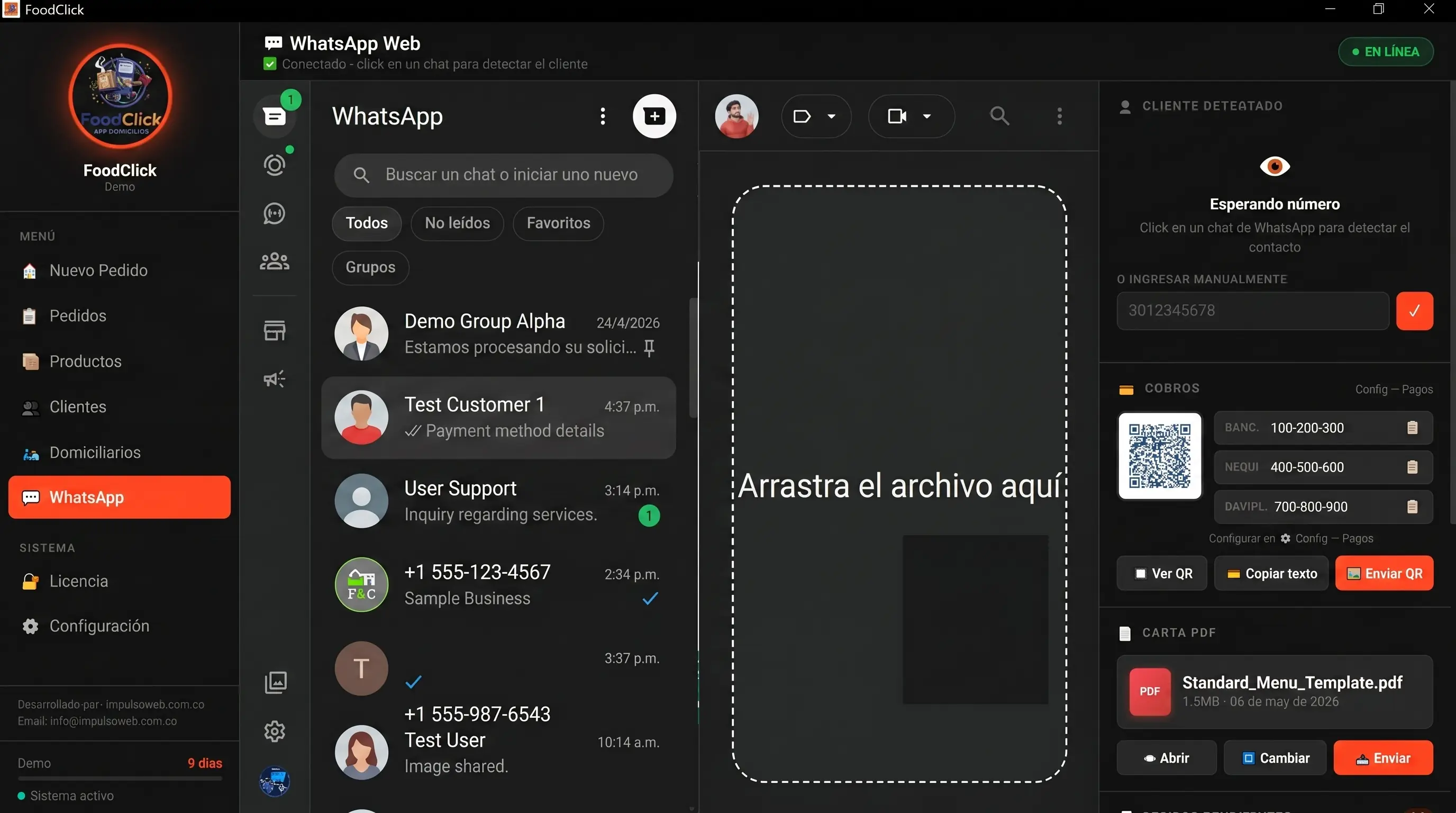 Arrastra el Pago al Chat