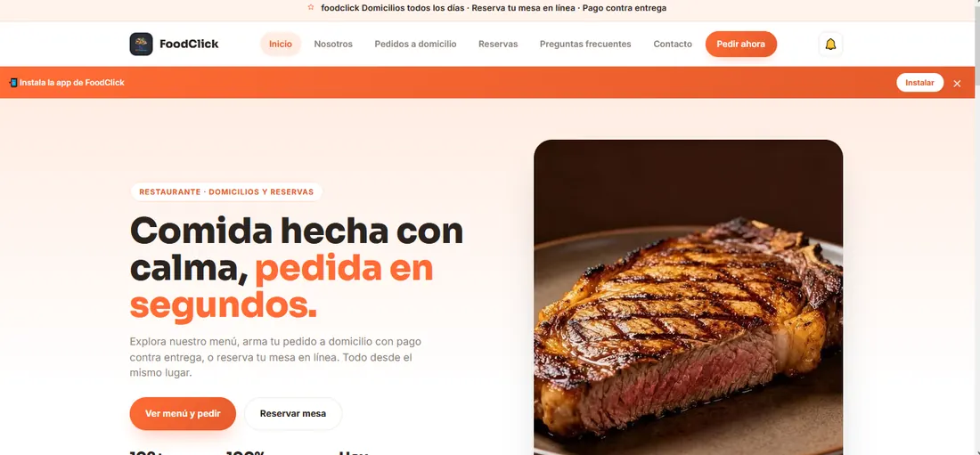 Web Pública del Restaurante — menú digital, pedidos a domicilio y reservas