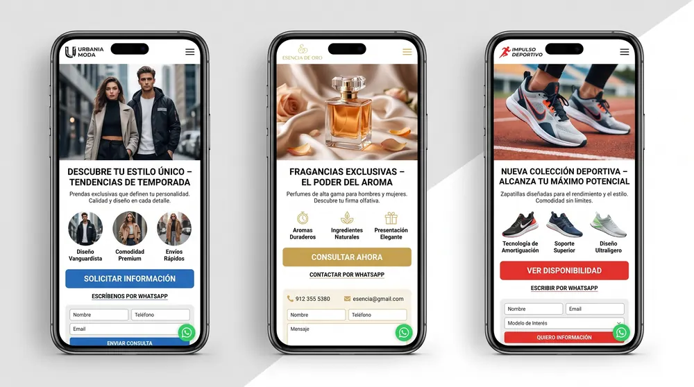 Ejemplo de Landing Page ImpulsoWeb 4: diseño adaptable a celulares y formulario de contacto