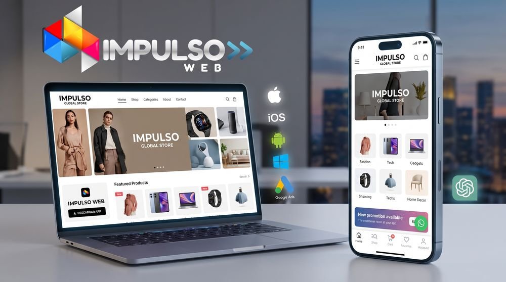 Página Web + App Móvil Instalable + Panel Administrativo — ImpulsoWeb